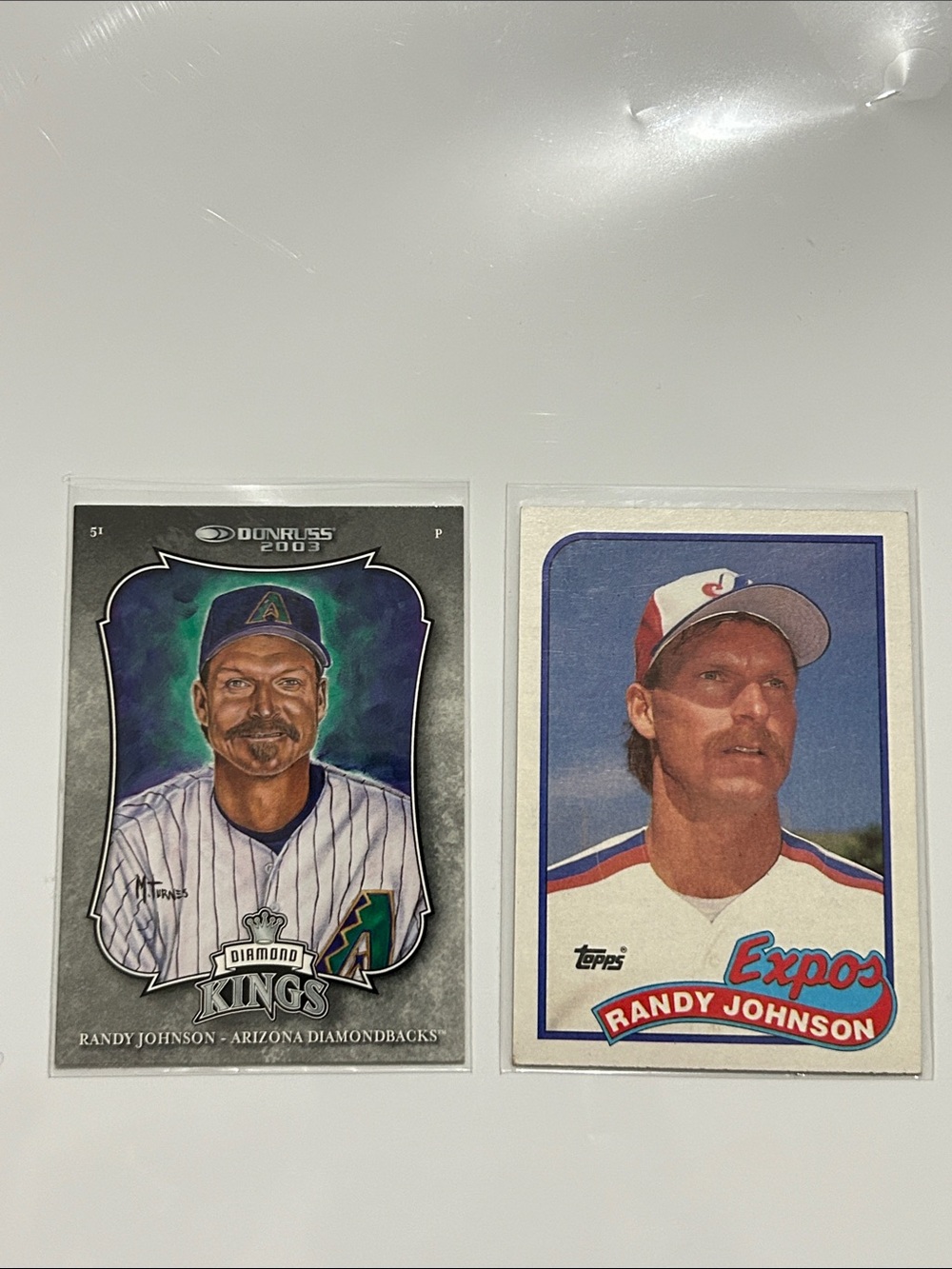 2 card lot - Randy Johnson 2002 Donruss Diamond Kings/1989 Topps Rookie Card
